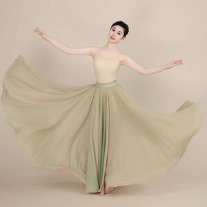 D18Women's Bright Lyrical Dance Skirt 720° Double Side Modern Ballet Swing Dance